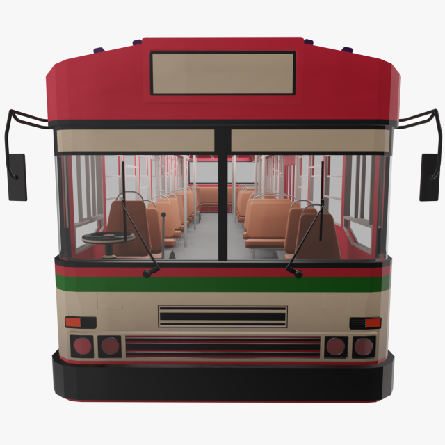 Low-poly thai city bus red green white model 3Dモデル .c4d .max .obj .3ds .fbx .stl .blend 
