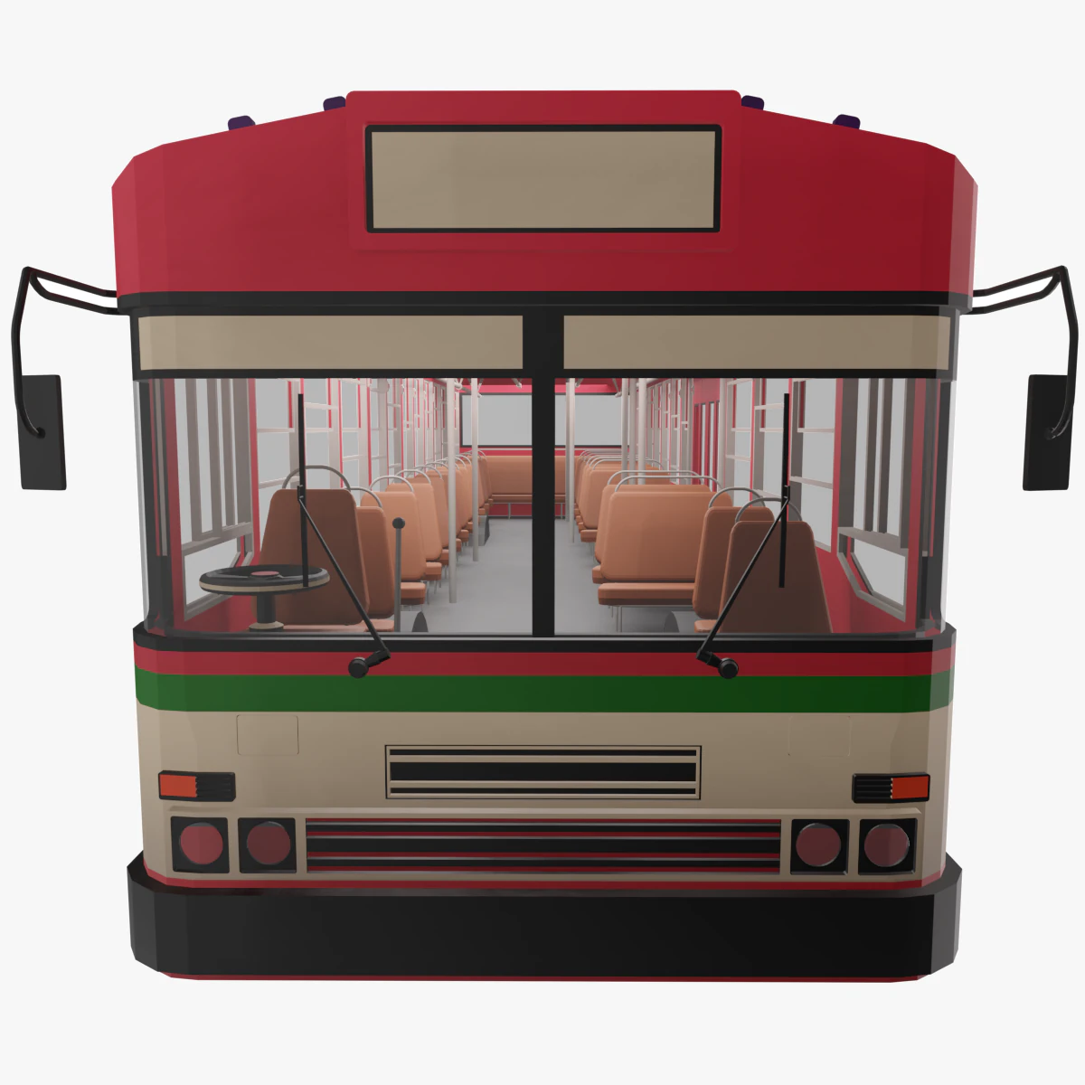 Low-poly thai city bus red green white model 3D Model .c4d .max .obj .3ds .fbx .stl .blend 