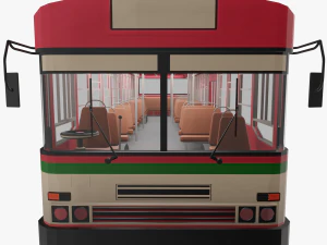 Modello di autobus urbano tailandese a basso numero di poligoni rosso verde bianco Modello 3D