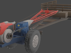 Low-poly local thailand tractor model Modelo 3D
