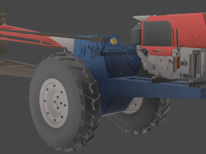 Low-poly local thailand tractor model Modelo 3D