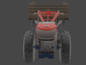 Low-poly local thailand tractor model Modelo 3D