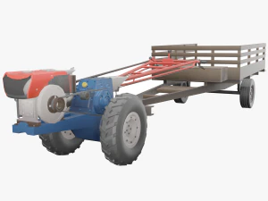 Low-poly local thailand tractor model 3D Model