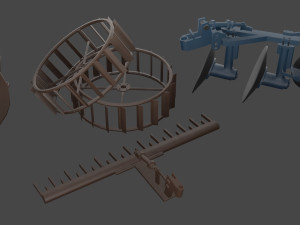 Low-poly local thailand tractor parts model Modelo 3D