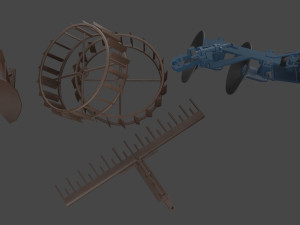 Low-poly local thailand tractor parts model Modelo 3D
