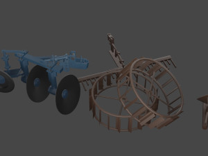 Low-poly local thailand tractor parts model Modelo 3D