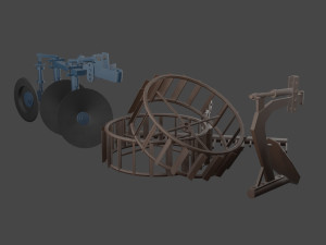 Low-poly local thailand tractor parts model Modelo 3D