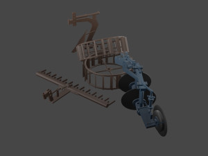 Low-poly local thailand tractor parts model Modelo 3D