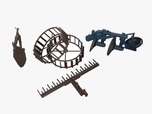 Low-poly local thailand tractor parts model 3Dモデル