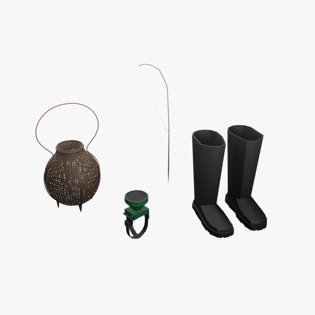 Low-poly local thailand farmer fishing equipment model 3D Model .c4d .max .obj .3ds .fbx .stl .blend 