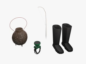 Low-poly local thailand farmer fishing equipment model 3Dモデル