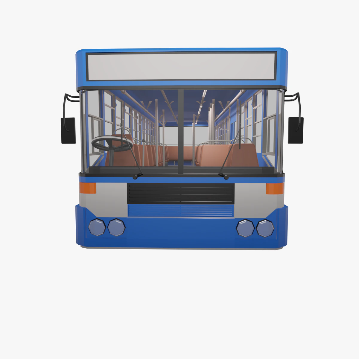 Low - poly thai city bus blue white yellow color model 3D Model .c4d .max .obj .3ds .fbx .stl .blend