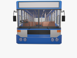 Low - poly thai city bus blue white yellow color model 3Dモデル