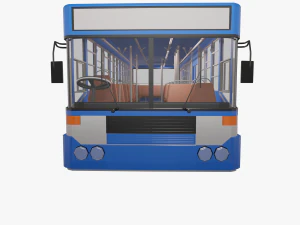 Modello di autobus urbano tailandese a basso poli di colore blu bianco giallo Modello 3D