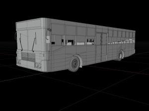 Low - poly thai city bus blue white yellow color model Modèle 3D