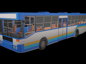 Low - poly thai city bus blue white yellow color model 3D Model