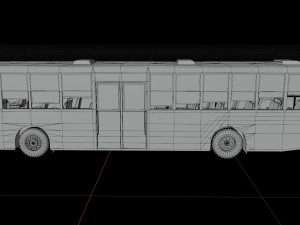 Low - poly thai city bus blue white yellow color model Modèle 3D