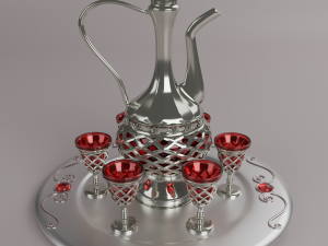 Decanter with glasses 3D Model