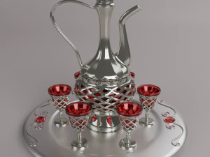 Графин с бокалами 3D Модель