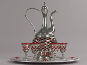 Decanter with glasses 3D Model