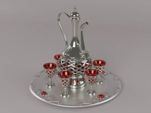 Decanter with glasses 3D Model