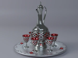 Decanter with glasses 3D Model