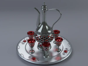Decanter with glasses 3D Model