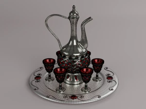 Decanter with glasses 3D Model