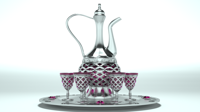 Decanter with glasses Model 3D .c4d .max .obj .3ds .fbx .stl .blend 