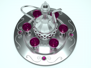Decanter with glasses Model 3D