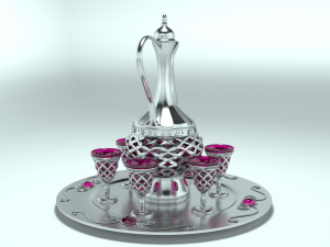 Decanter with glasses Model 3D
