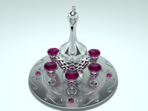 Decanter with glasses Model 3D