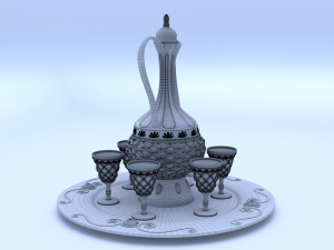 Decanter with glasses Model 3D