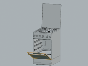 Refrigerator microwave gas stove for the kitchen 3D Модель