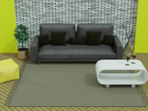 Leather sofa with decor 3D Model