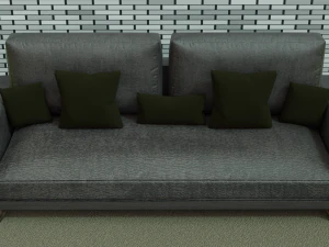 Leather sofa with decor 3D Model