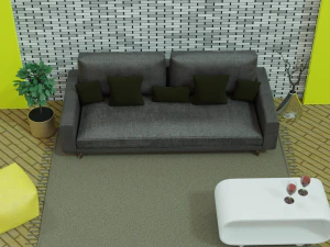 Leather sofa with decor 3D Model