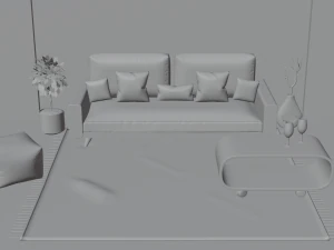 Leather sofa with decor 3D Model