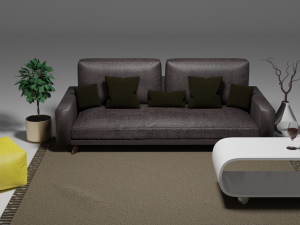 Leather sofa with decor 3D 模型