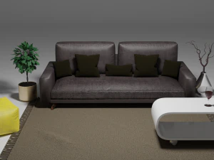 Кожаный диван с декором 3D Модель