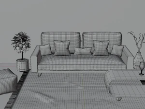 Leather sofa with decor 3D Model