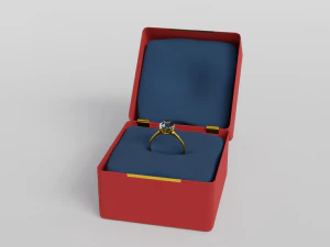 Wedding ring in a box 3D Model