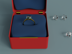 Wedding ring in a box Model 3D