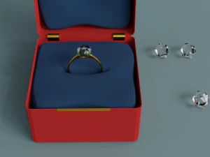 Wedding ring in a box 3D Model