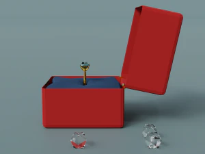 Wedding ring in a box 3D Model