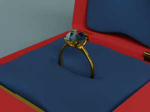 Wedding ring in a box Model 3D