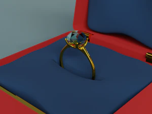 Wedding ring in a box 3D Model