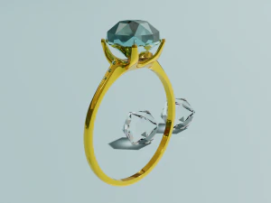 Wedding ring in a box 3D Model