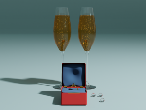 Wedding ring in a box Model 3D