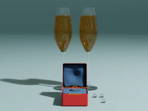 Wedding ring in a box 3D Model